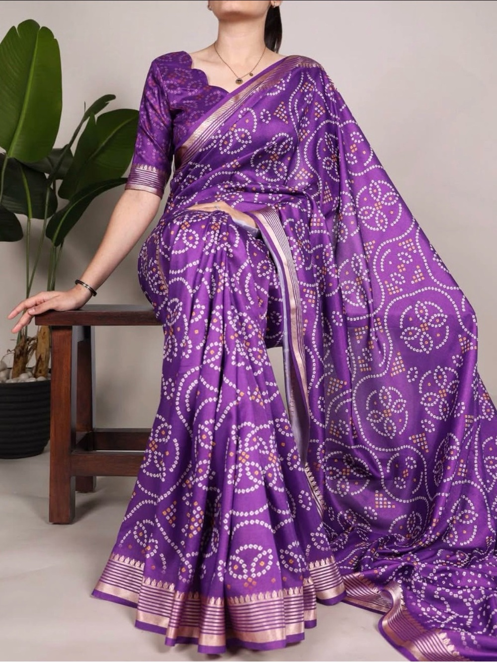 Elegant Purple Printed Women’s Saree - Traditional Style
